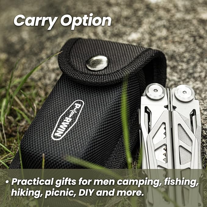 Multitool 17-in-1 Stainless Steel Multi Tool Pliers with Self-Locking Pocket Knife Nylon Sheath Professional (EDC) Multi-Tool for Survival Camping and Hunting Hiking Gifts for Men