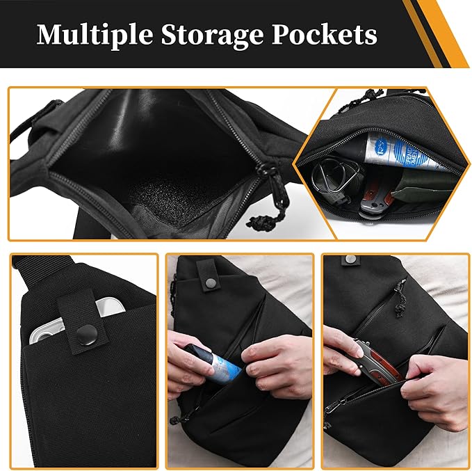 CCW Sling Bag for Concealed Carry Tactical Crossbody Sling Bag with Quick Access Compartment Low Profile Shoulder Chest Bag for Men &amp Women