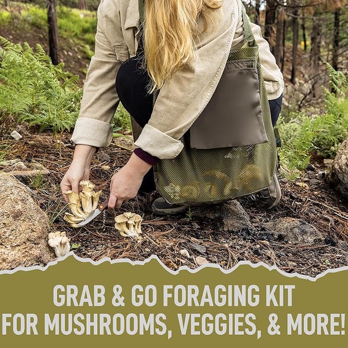 Foraging Bag - Mushroom Foraging Kit with Bag and Knife Great for Mushroom Decor Lovers