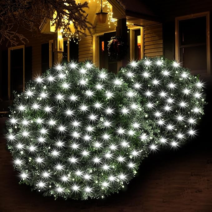 Led Christmas Net Lights for Bushes 132LED 6FT x 6FT Connectable UL Certified Net Lights for Bushes Tree Shrubs Xmas Trunk Green Wire Christmas Decorations