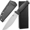 Sitivien ST38 Fixed Blade Knife AEB-L Stonewashed Steel Blade G10 Handle Full Tang Knife with Sheath for Outdoor Camping Hiking Working Survival (Silver)
