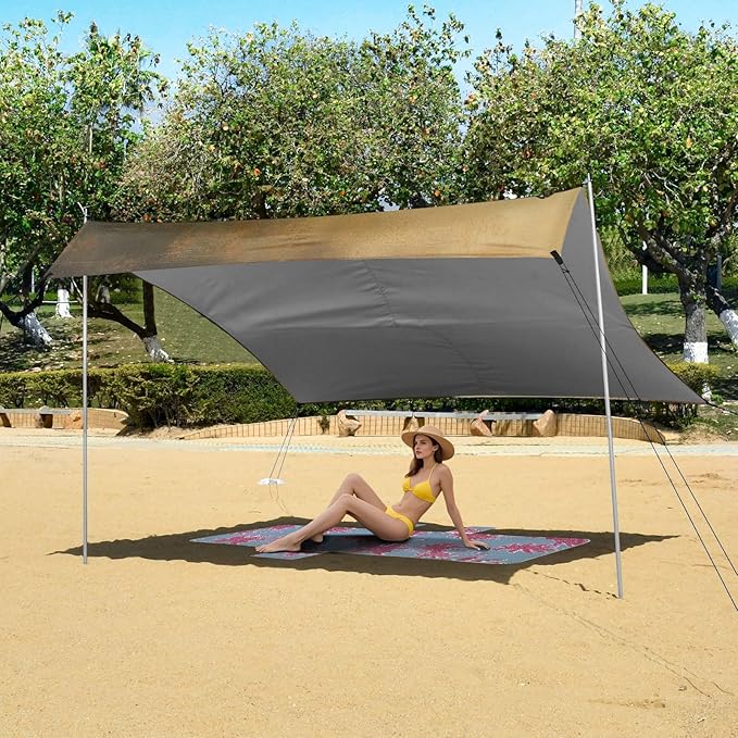 ALAZA Puppy Dog with Butterfly Beach Tent Sun Shelter Portable Canopy Sunshade for Outdoor Camping Picnics Backyard Fun 10x9 ft