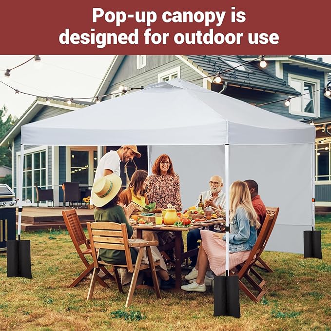 Easy One-Push Setup Pop Up Canopy Tent 10x10ft – Waterproof Outdoor Shelter Portable Gazebo with Wheeled Bag Includes Side Wall Ideal for Camping Patio Parties