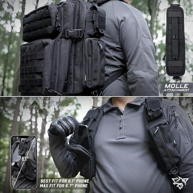 WYNEX Molle Accessories Pouch of Double Zipper Pocket Version Backpack Strap Pouch Shoulder Strap Molle Attachment Tactical Accessories Bag Shoulder Starps Zipper Pocket Additional Phone Holder