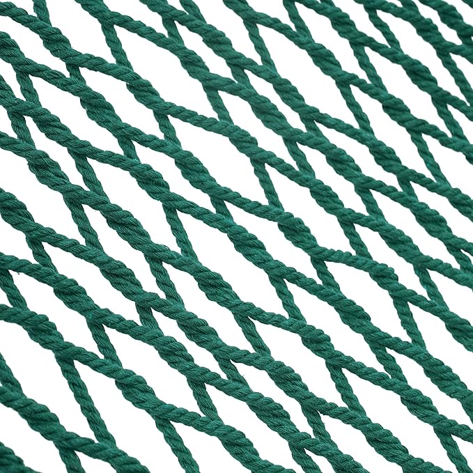 Lazy Daze Hammocks 12FT Double Rope Hammocks 2 Person Hand Woven Cotton Hammock with Spreader Bar for Outside Patio Poolside FIT 13-15 FT Stand Max 450 Lbs Green 141 x 57 inches