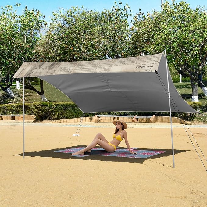ALAZA Cat Newspaper Beach Tent Sun Shelter Portable Canopy Sunshade for Outdoor Camping Picnics Backyard Fun 10x9 ft