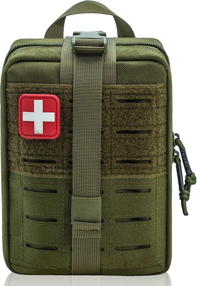 Molle Ifak Pouch Rip Away Molle Tactical Medical Pouch Empty First Aid Kit Bag for Duty Belt (2 Pack-Green)
