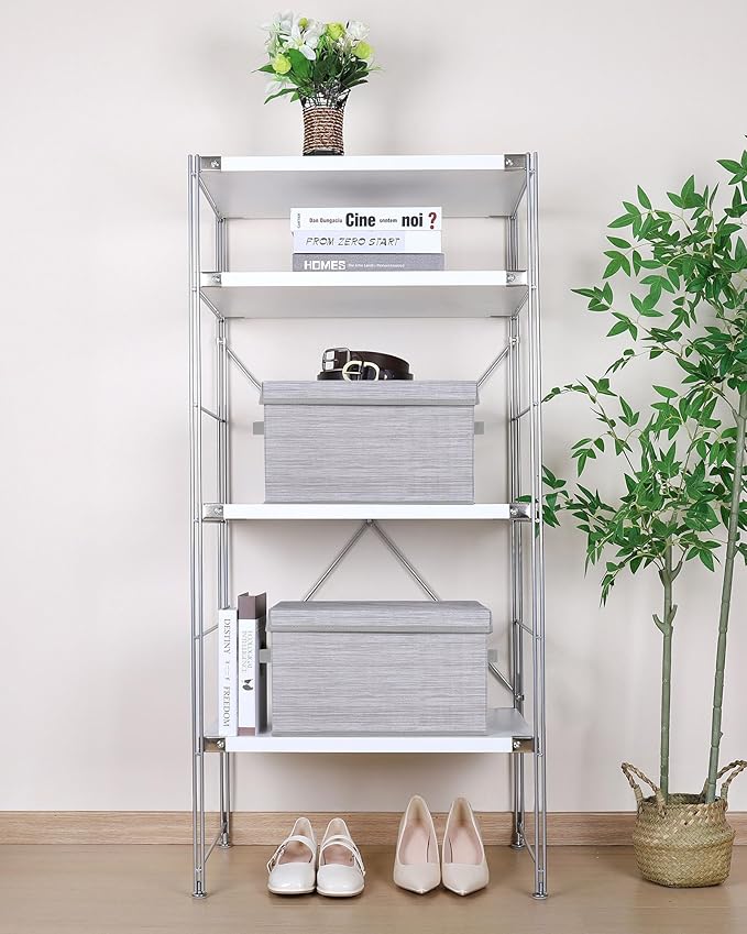 WUIKE Storage Bins with Lids Collapsible Stackable Storage Bins with Handles Clothing Storage Containers for Closet Fabric Shelf Baskets Large Light Gray/Slub Gray 3-Pack