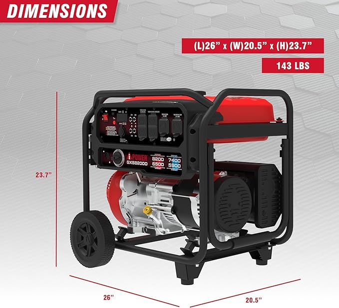 A-iPower 8200W Portable Generator Dual Fuel Gas and Propane Powered Power Supplies with 322cc OHV Engine CO Sensor Heavy Duty Generators For Jobsite RV Whole House Backup Emergency