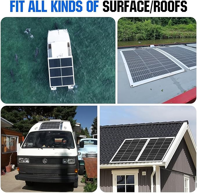 ECO-WORTHY 130Watt 12Volt Flexible Solar Panel Kit for Off Grid Home RV Boat and Uneven Surfaces:1pcs 130W Mono Solar Panel + 30A 12V Charger Controller + Solar Cable + Tray Cable + Y Branch
