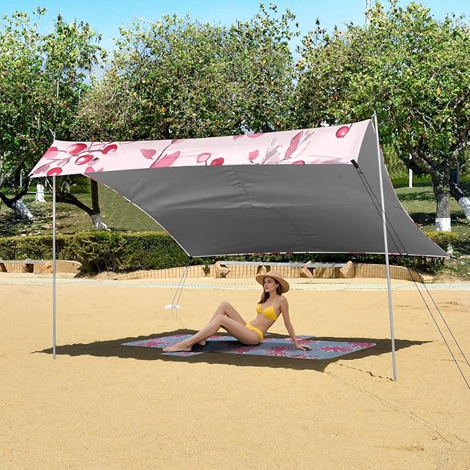 ALAZA Bow Cherry Pattern Beach Tent Sun Shelter Portable Canopy Sunshade for Outdoor Camping Picnics Backyard Fun 10x9 ft