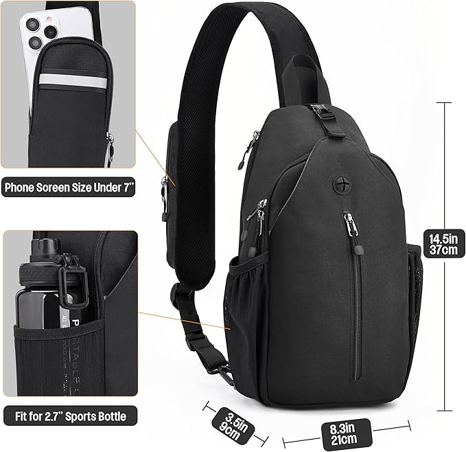 Concealed Carry Bag for Men YKK Zippers Large Crossbody Sling Backpack edc Bag with Gun Holsters Travel Hiking Chest Pack Daypack