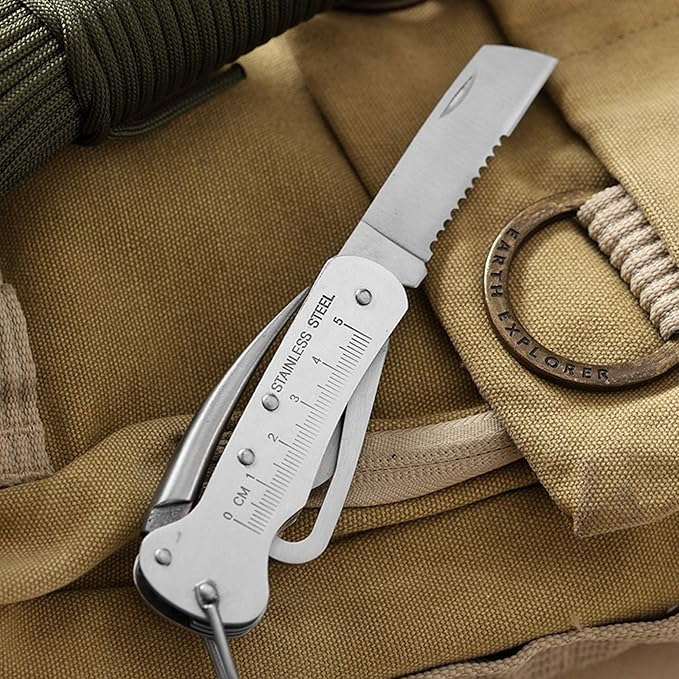 Sailor's Survival Knife Pocket Size EDC Multi Tool Swiss Army Skipper Emergency Rigging Tool with Can Opener Screwdriver Knife Wire Stripper for Boating Sailing Fishing and Hunting