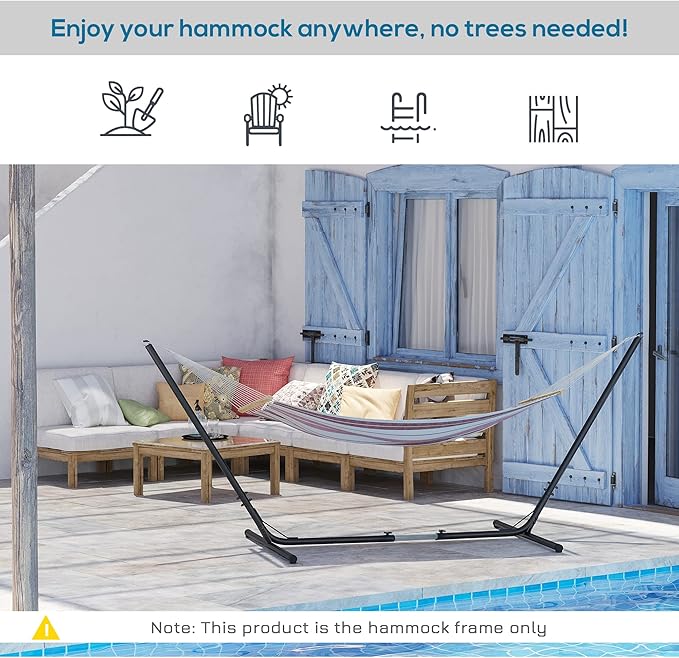 Outsunny Universal Hammock Stand 10-13ft Adjustable Steel Stand Space-Saving and Portable Carrying for Indoor and Outdoor Use Black