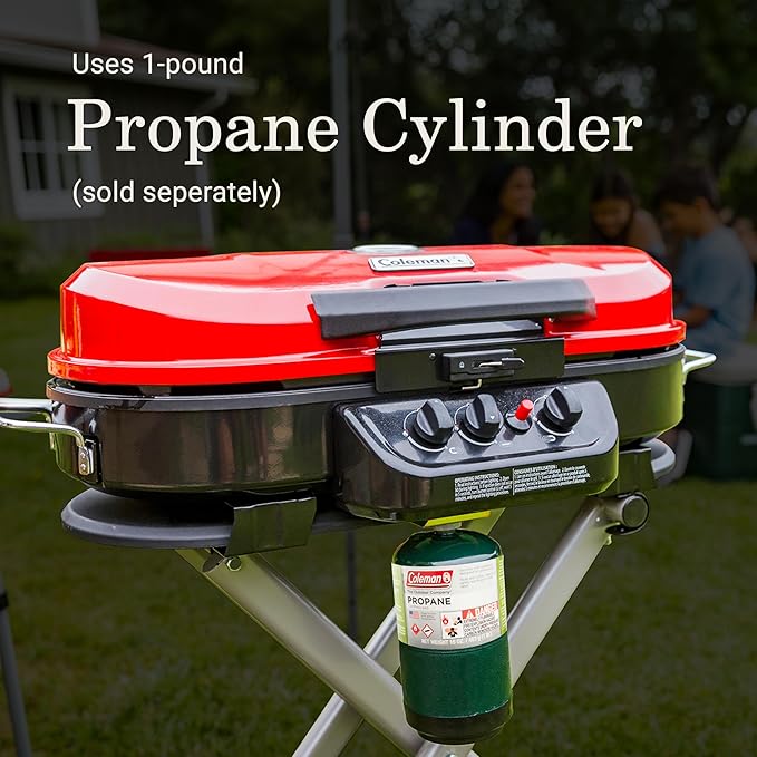 Coleman RoadTrip 285 Portable Stand-Up Propane Grill with 3 Adjustable Burners &amp Instastart Ignition 20000 BTUs of Power for Outdoor Cooking Camping Tailgating Grilling BBQs &amp More
