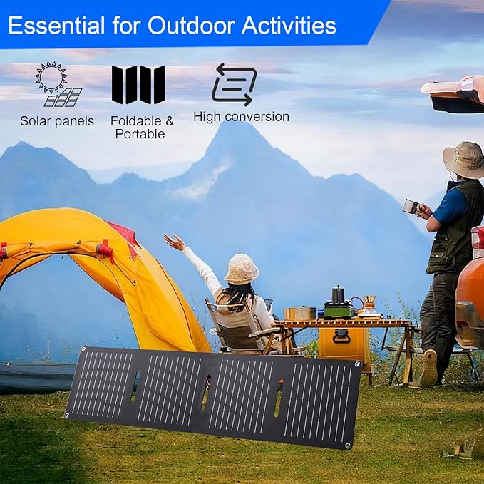 30W Portable Solar PanelsETFE Foldable Solar Panel with USB-C/USB-A/DC Ports for HikingCampingBackpackingIP65 Waterproof Small Folding Solar Charger for PhoneTabletsPower Bank