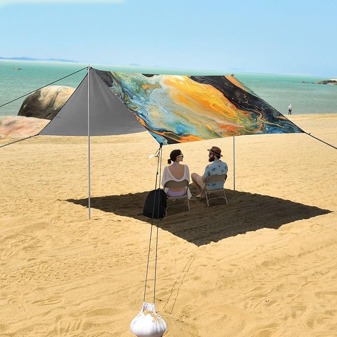 ALAZA Two Black Cats Looking at Each Other Beach Tent Sun Shelter Portable Canopy Sunshade for Outdoor Camping Picnics Backyard Fun 10x9 ft