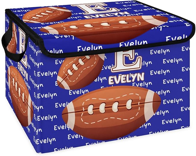 American Football Sports Custom Storage Bins with Lid Foldable Fabric Personalized Storage Basket Box with Handle Storage Organizer Container for Home Bedroom Closet