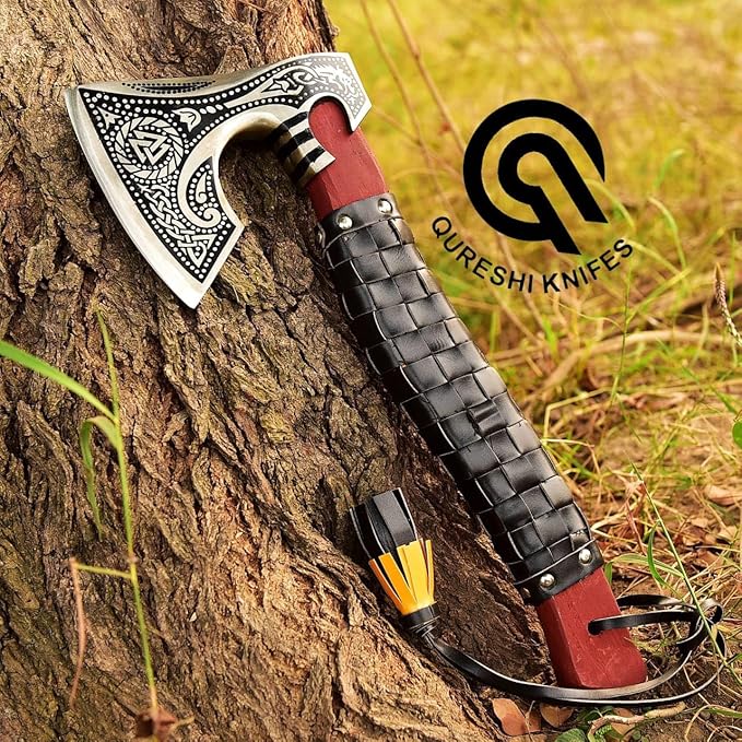Handmade Viking Axe with Gift Knife Along with Sheath (American Axe)
