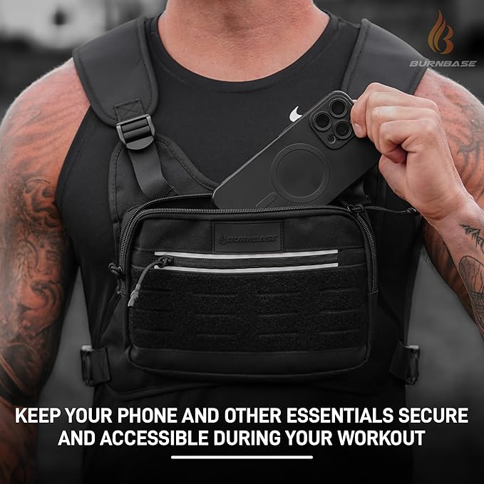 Chest Bag Utility Molle Rig Pouch with Hidden Compartment EDC Travel Pack for Running Hiking Workouts and Outdoor Activities