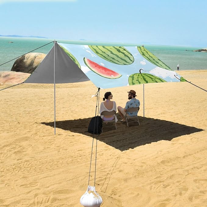 ALAZA Watermelon Blue Background Pattern Beach Tent Sun Shelter Portable Canopy Sunshade for Outdoor Camping Picnics Backyard Fun 10x9 ft