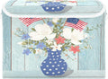 Wood Grain Flowers 4th July Storage Box with Lid 1 PC Foldable Storage Bin with Lids Stackable Storage Bins Cube Closet Organizer Basket with Flip-Top Lid &amp Handles for Shoes Books Towels