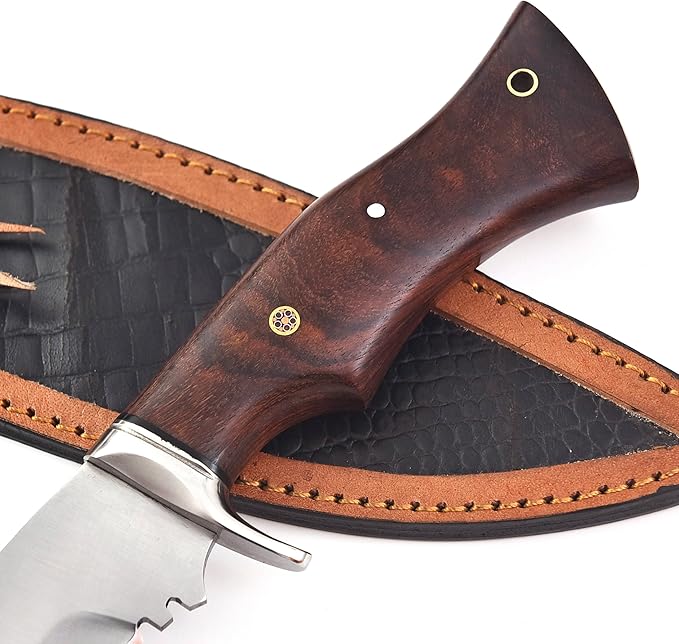 Warivo Handmade D2 Kukri Machete Knife with Leather Sheath - Fixed Full Tang Steel Blade Machete for Cutting Trees Heavy Duty for Clearing Brush Yard Work Gardening Camping and Hiking