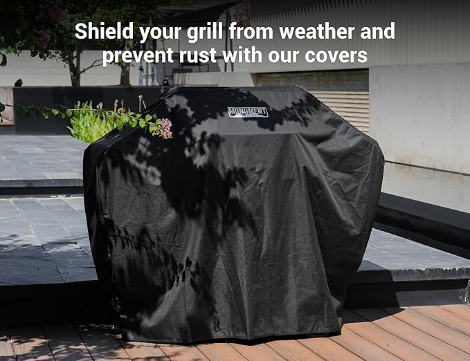 Monument Grills Outdoor Barbecue Stainless Steel 3 Burner Propane Gas Grill 48000 BTU Patio Garden Grill with Side Burner and Knob Controls Mesa305 with BBQ Cover