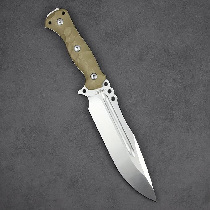 LENGREN【Chief 12.6 Inches THK Full Tang Drop Tactical Fixed Blade Knife Sleipner Steel G10 Handle Kydex Sheath for CampingHikingHuntingFishing (White)