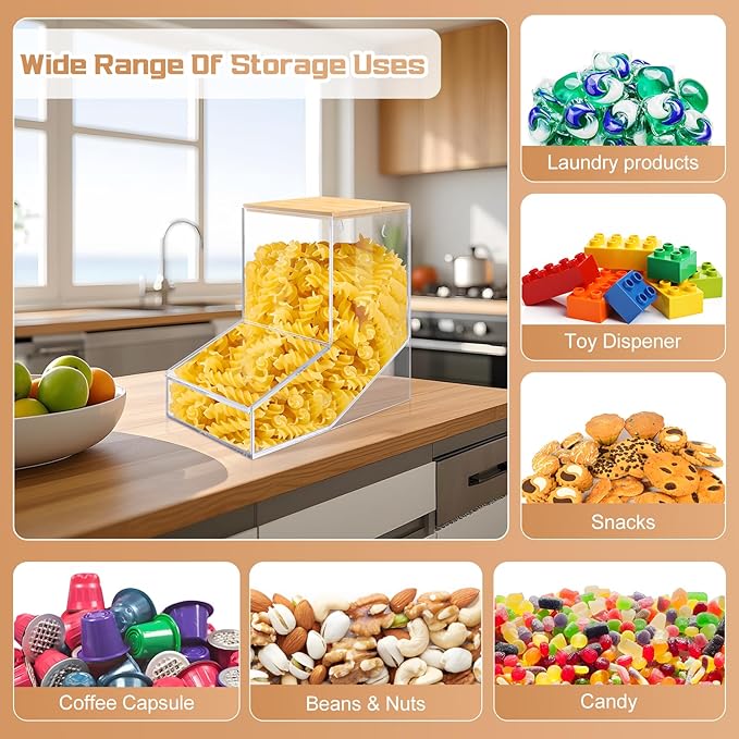 JYPS Laundry Pods Container Acrylic Dishwasher Pods Holder w/ 2 Lids Dispenser For Powder Dryer Balls Beads Soap Organizer For Room Desktop / Wall Mount Snack Candy Organization Storage