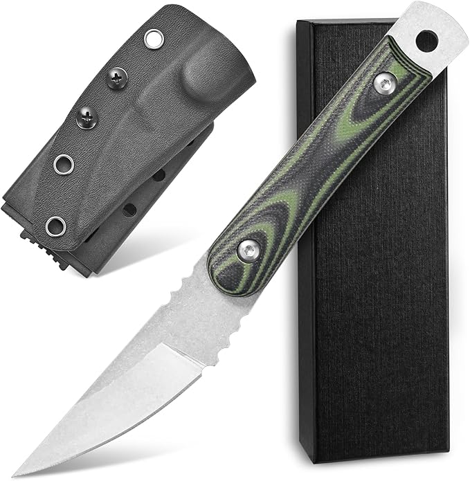Ccanku C1390 Fixed Blade Knifes 7.3-Inch Outdoor Survival Tools D2 Blade Steel &amp G10 Handle with Kydex Sheaths Clip for Outdoor Activities Camping Bushcraft and Hunting(Silver)