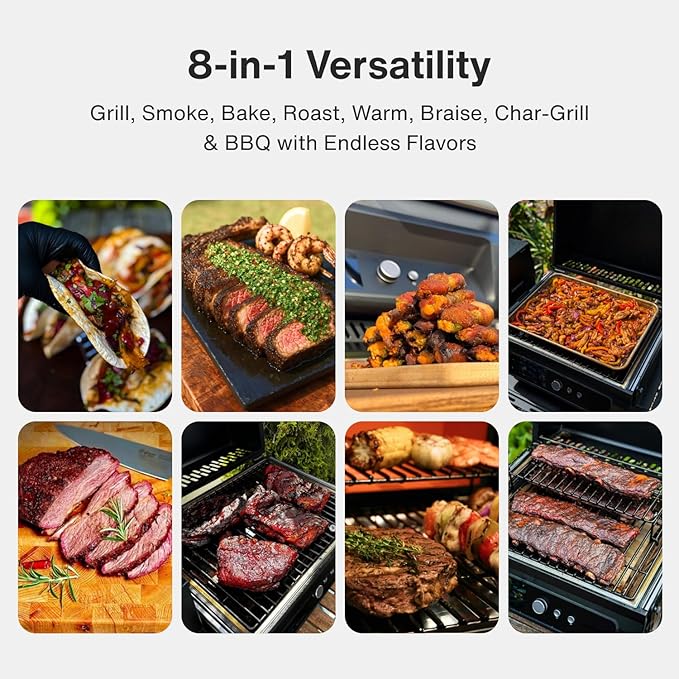 ASMOKE Smoker Guga’s Pick | Smart Portable Pellet Grill with 5 LCD Screen 8-in-1 BBQ 8H Battery Wi-Fi Control 271 sq.in ASCA Steam Tech PIN Precision Temp Fit for Camping Family Outdoor Cooking