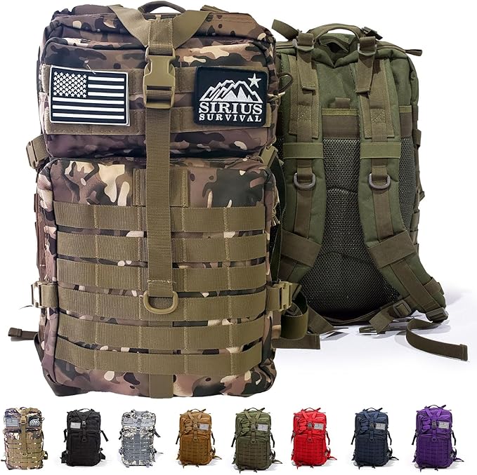 Bug Out Bag Backpack - 50L Tactical Backpack - Great for Survival Essentials (Purple)
