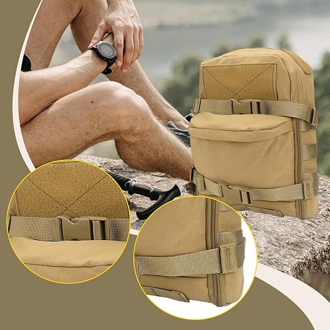 Pack Backpack Harness Carrier Design for Outdoors Adventures Universal Fit 9x4.3x12.2inch Oxford Khaki