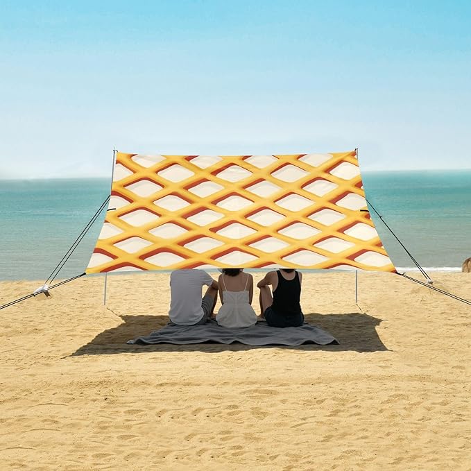 ALAZA Waffle Lattice Pattern Beach Tent Sun Shelter Portable Canopy Sunshade for Outdoor Camping Picnics Backyard Fun 10x9 ft