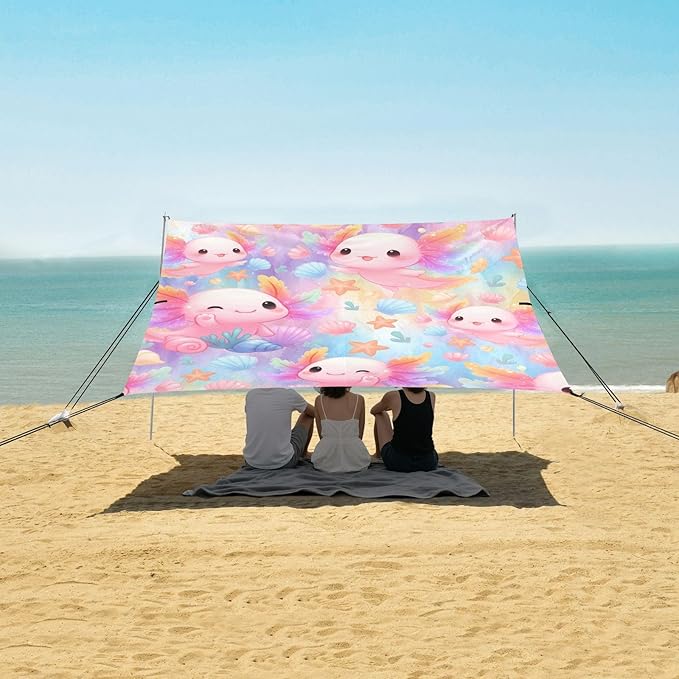 ALAZA Salamander Coral Pattern Beach Tent Sun Shelter Portable Canopy Sunshade for Outdoor Camping Picnics Backyard Fun 10x9 ft