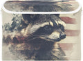 Storage Cube with Lid Raccoon American Print 16.5×12.6×11.8 IN Collapsible Large Capacity Foldable Storage Basket Bin Organizer