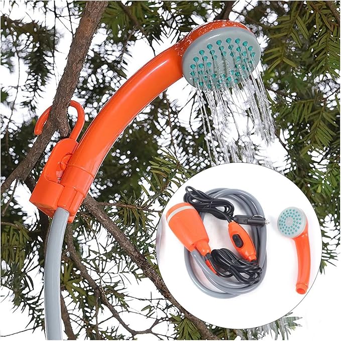 62W 12V Outdoor Plastic Fast Effluent Shower Head For Camping Hiking