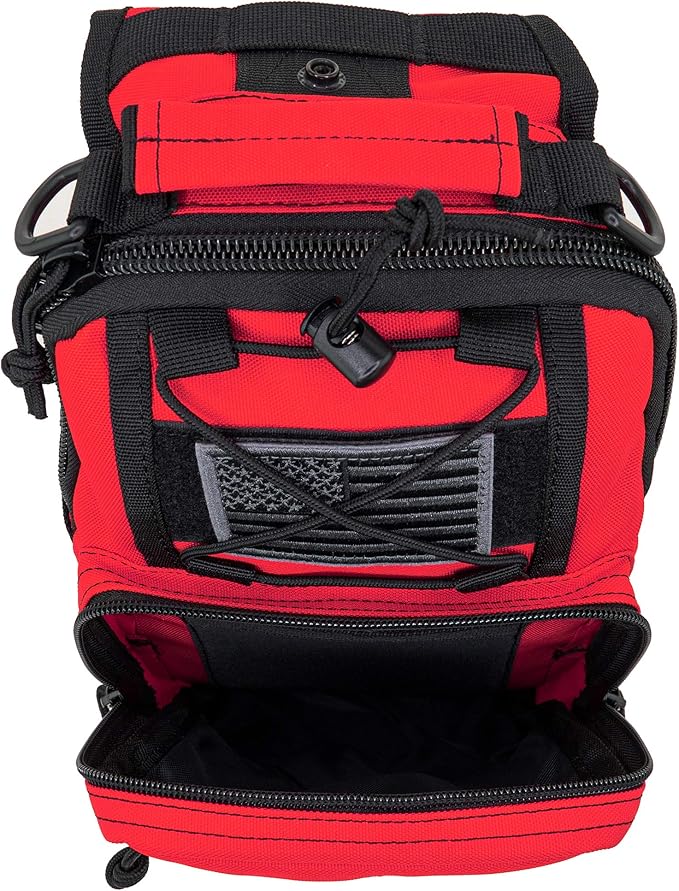 LINE2design First Aid Sling Backpack - Tactical EMS &amp Outdoor Rescue Bag - Red