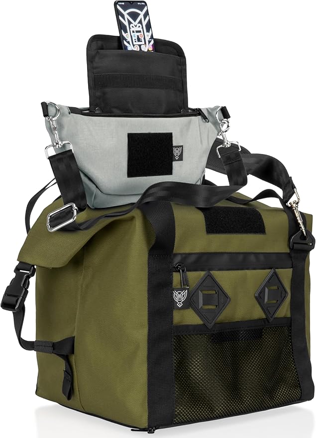 Xtreme Sight Line ~ AQUA G CUBƎ 25 Waterproof + SLING Cross-Body Faraday Bag ~ Protects Against EMP/CME/EMF/RF ~ Diamond Form Faraday Lined Interior ~ OD Green Combo
