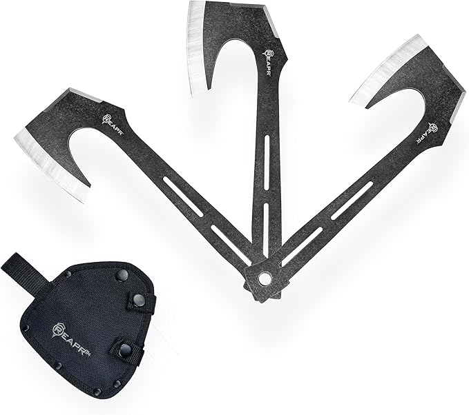 Reapr CHUK 3-Piece Throwing Axe Set – 11 Full-Tang Tactical Tomahawks with Dual-Edge Blades Stonewashed Finish Nylon Sheath with MOLLE – Outdoor Recreation Camping (3 Piece Chuck Throwing Axe)