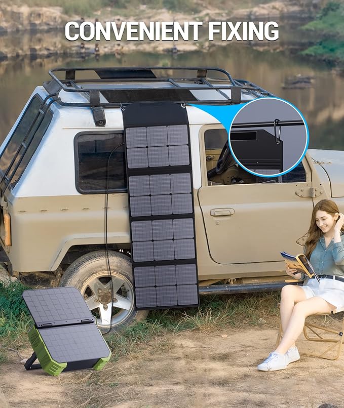 BLAVOR 120W Portable Solar Panel PD45W QC3.0 Fast Solar Charger DC18V 6.67A USB A&ampC Output Compatible with Power Stations Solar Generators Phones Tablets for RV Camping Off-Grid Road Trips