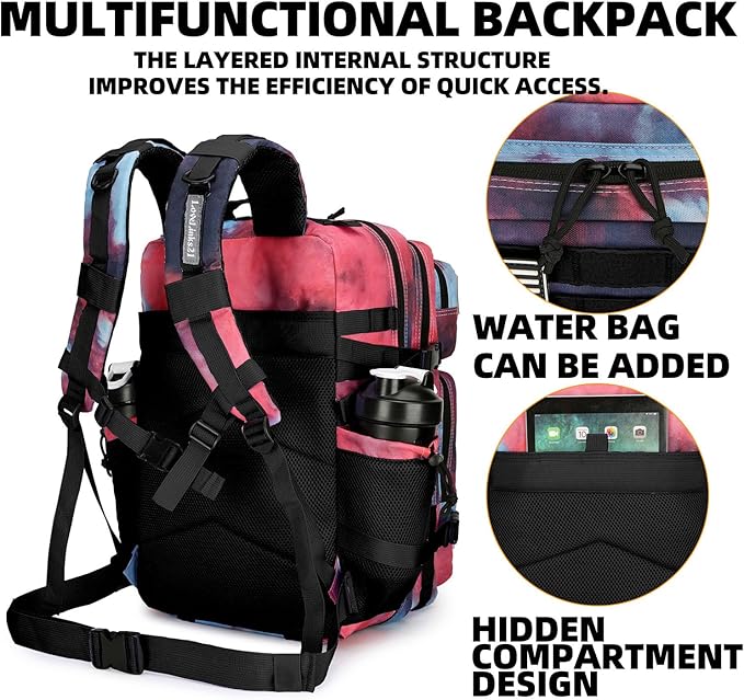 Lovelinks21 25L Tactical Backpack Military Tactical Backpack for Men and Women Small Assault Pack Outdoor Travel Hiking Camping Rucksack with Molle Webbing (Nebula Camo)