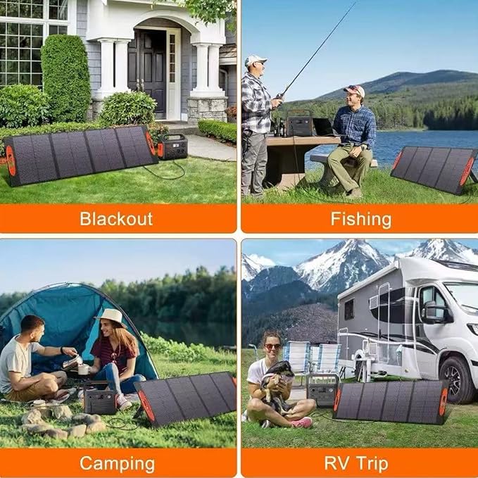100W Portable Solar Panel for Power Station Compatible with Jackery Ecoflow Bluetti Anker and More Portable Power Stations Weatherproof for Camping RV Emergency Power (100W)