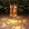 DIBIEECN Mothers Day Gifts for Mom Birthday Gifts Grandma Ladies Solar Lanterns Outdoor Hanging Hollowed-Out Metal Waterproof LED Garden Decor Outside for Patio Yard Porch Sun and Moon 1 Pack
