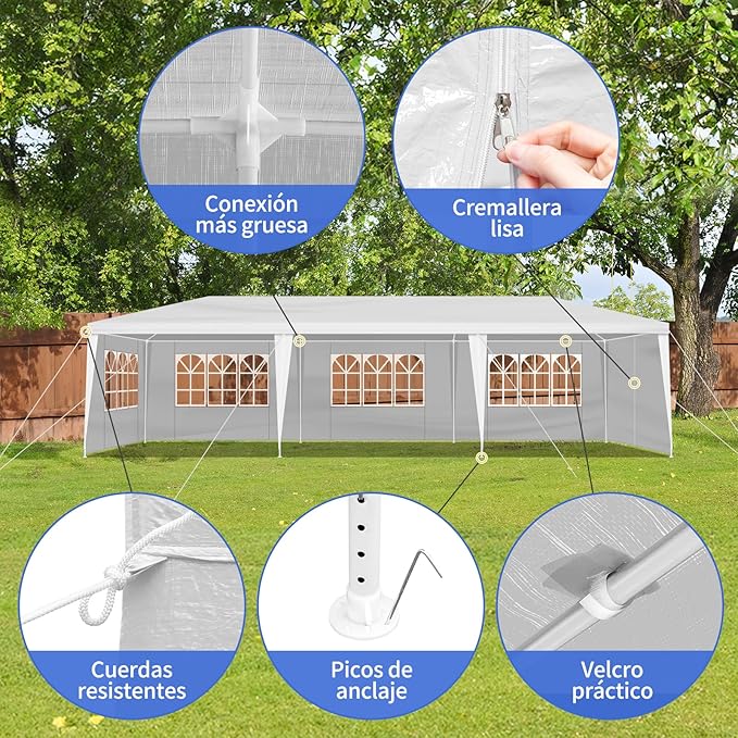 Outdoor Gazebo Canopy Wedding Party Tent Camping Shelter Commercial Instant Shelter Waterproof Tent with Removable Side Walls (10'x30' with 7 Sidewalls)