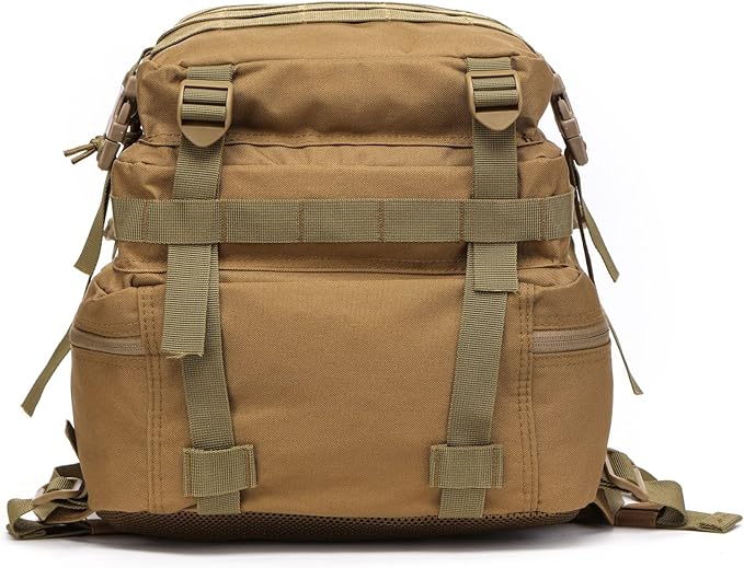50L Sturdy Waterproof Fishing Hunting Bag Outdoor Military Tactical Sports Fitness Camping Hiking GYM Bag Backpacks (Khaki)