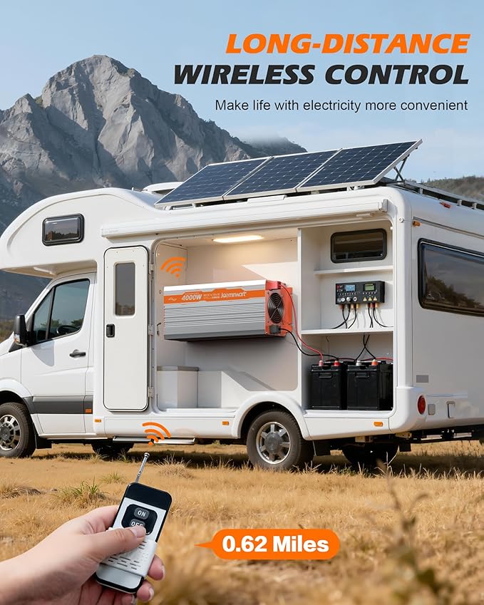 4000W Pure Sine Wave Inverter 48V DC to 120V AC Converter 8000W Surge for Vehicles RV Home Solar with Dual AC SocketsFast Charging Type-C PD100W Hardwire Port Remote Controller