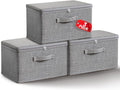 Collapsible Storage Bins for Home OrganizationGrey storage Bins Waterproof Fabric Foldable Organizer Boxes [3 Pack] 19.29in x 14.57in x 12.2in (49CM x 37CM x 31CM)