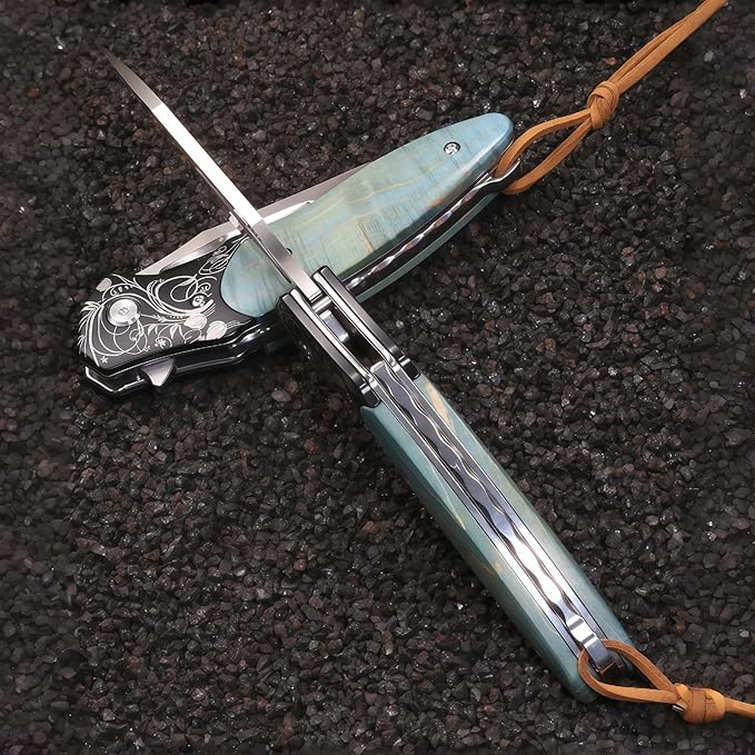 Knives for Men Folding Knife Lightweight Outdoor Knife for Backpacking HRC 58-60 Personalized Engraving Knives Hunting Knife Gift for Boyfriend who Loves Hunting Boyfriend Gifts